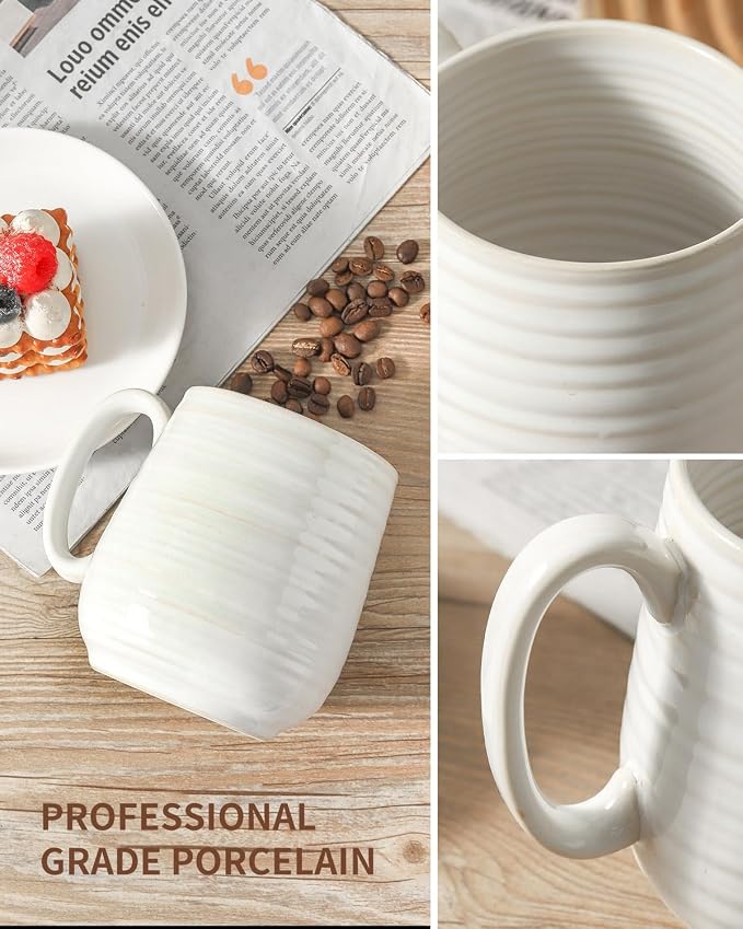 HASENSE Large Coffee Mug,20 oz Ceramic Tea Cup for Office and Home, Big Coffee Mug with Handle for Latte Coffee Tea Soup, Dishwasher and Microwave Safe, 1 PCS (Clay-Infused White) - Image 6