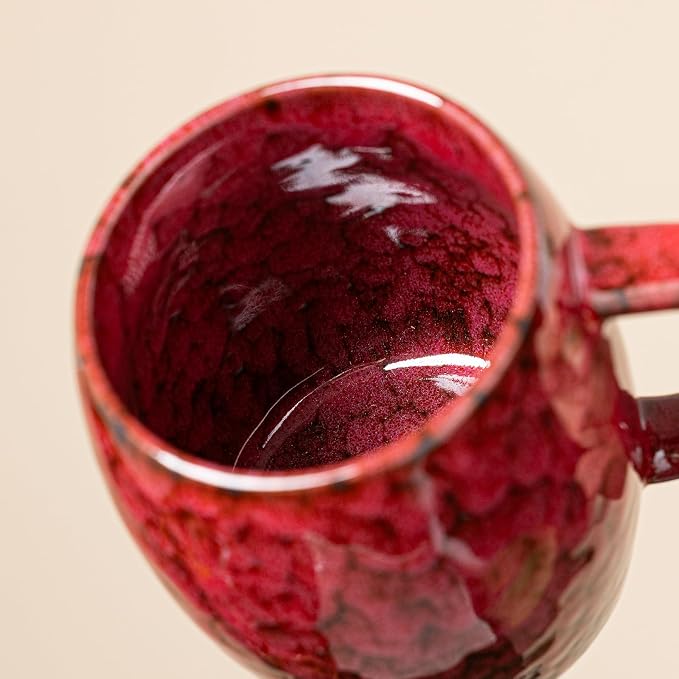Rustic Red Ceramic Coffee Mug 14oz - Handcrafted Artisan Mug with Comfortable Handle, Unique Design for Coffee Lovers, Dishwasher Safe - Image 7