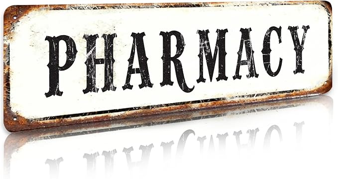 Pharmacy Sign Pharmacy Gifts Medical Decor Vintage Decorations 4×16 Inches Tin Sign For Farmhouse by LYXDS