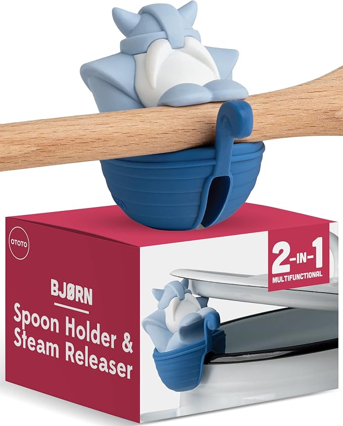 New!!! Bjorn Viking Spoon Holder by OTOTO - Spoon Rest for Stove Top, Kitchen Utensil Holder, Silicone Spoon Rest - Small Kitchen Gadgets, Fun Kitchen Gadgets by OTOTO