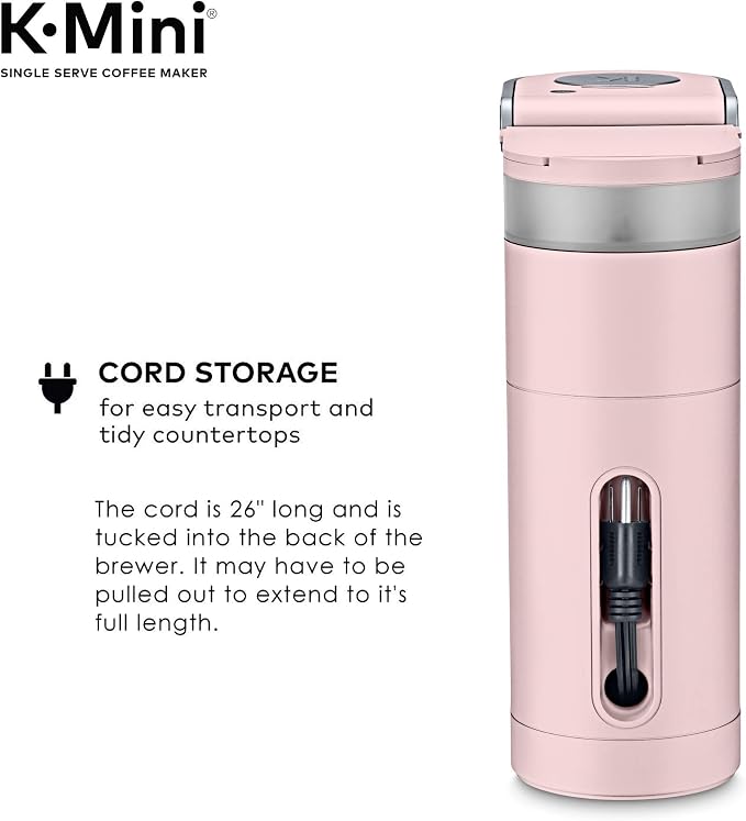 Keurig K-Mini Single Serve K-Cup Pod Coffee Maker, 6 to 12oz Brew size, with Cord Storage, Perfect for Small Spaces, Dusty Rose | Cord Storage, Small Spaces, Dusty Rose - Image 5