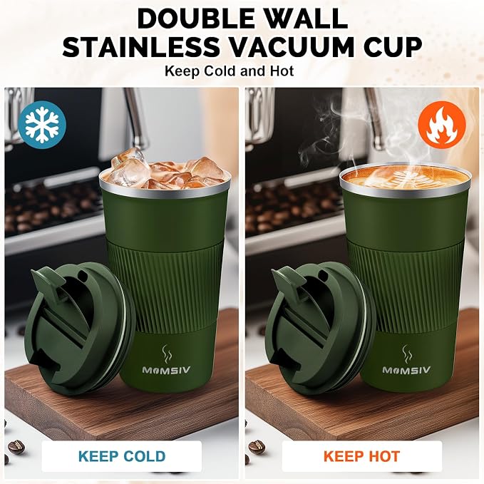 MOMSIV 17oz Travel Coffee Mug, Insulated Coffee Cup with Leakproof Lid | 6-Hour Heat Retention, 360°Leak proof, Vacuum Stainless Steel Double Walled, BPA-free, Reusable And To Go Coffee Mug - Image 3