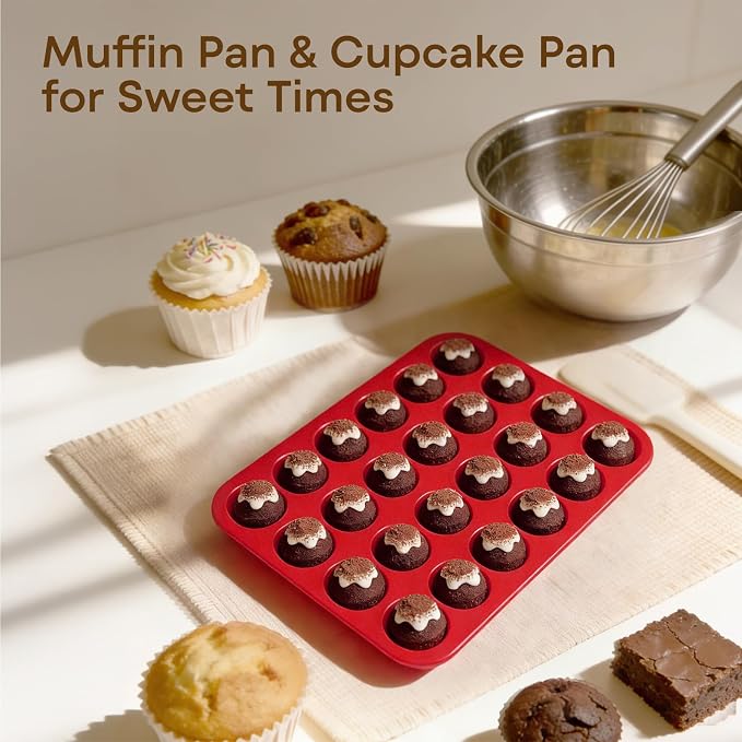 Silicone Mold for Baking, 24 Cup Nonstick Mini Muffin Pans 2Pcs | Food-Grade Silicone Muffin Tin, Oven Dishwasher Freezer Safe Silicone Molds for Home Baking DIY, Mini Cupcakes, Egg Bites - Image 8