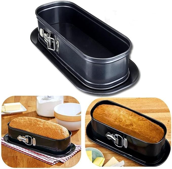 12 Inch Oval Non-Stick Springform Baking Pan Black | Removable bottom with quick release latch for easy cake demoulding by wdcfxy