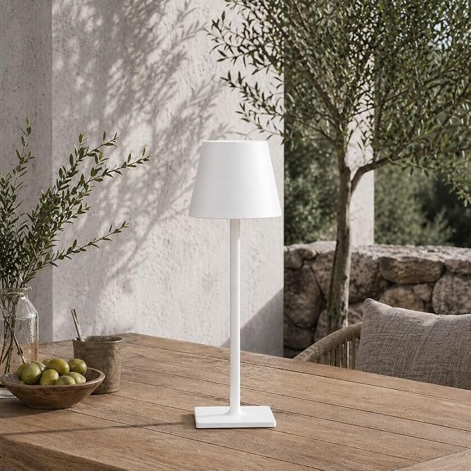 White Cordless Table Lamp Set of 2 for Patio Restaurant Home Dinner Kitchen | 6000mAh battery lamps waterproof wireless portable design for outdoor patio, dining tables, kitchens, restaurants home use - Image 5