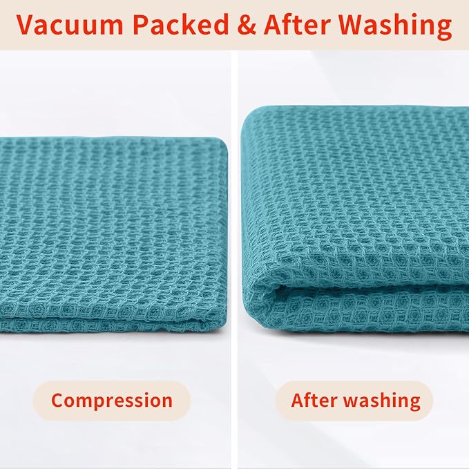 Homaxy 100% Cotton Waffle Weave Kitchen Dish Cloths 18-Pack, Lake Blue | 12 x 12 Inches, Ultra Soft Absorbent Dish Towels, Quick Drying Dish Rags with Hanging Loop - Image 8