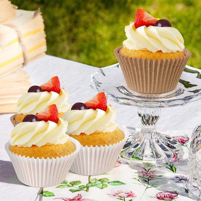 Caperci Jumbo Cupcake Liners Natural Muffin Baking Cups 300-Count, No Smell, Food Grade, Upgraded Grease-Proof Paper (Natural) - Image 5
