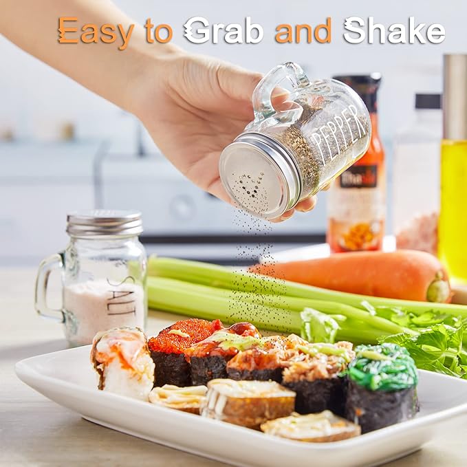 Glass Salt and Pepper Shakers Set, ZOSUJO 4 oz Cute Clear Salt Pepper Shaker, Kitchen Decor for Home Restaurants Wedding, Transparent Shaker Sets with Stainless Steel Lids - Image 4