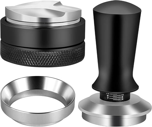 54mm Espresso Accessories Kit, Espresso Distribution Tool, Spring Loaded Calibrated Tamper and Dosing Funnel Set, Coffee Distributor Leveler Fits Breville 54 mm Machines and Portafilter