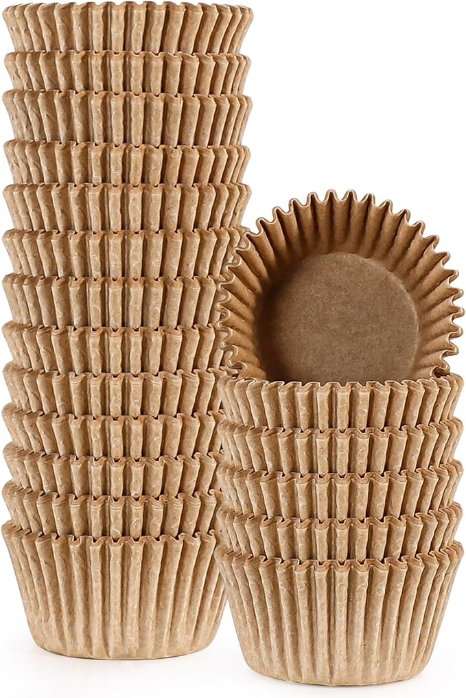 Caperci 300pcs Mini Cupcake Liners for Baking - Greaseproof Paper Muffin Baking Cups for Wedding Birthday Party Baby Shower Festivals (Natural) by Caperci