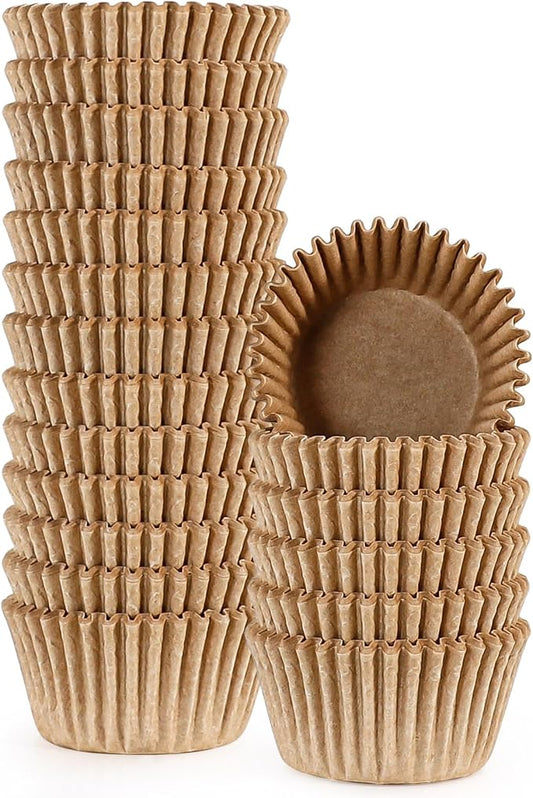 Caperci 300pcs Mini Cupcake Liners for Baking - Greaseproof Paper Muffin Baking Cups for Wedding Birthday Party Baby Shower Festivals (Natural) by Caperci