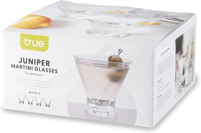 True Stemless Martini Glasses, Set of 4, 8 oz Modern Cocktail Glasses for Martinis, Manhattans, Cosmopolitans, Cocktail Glass Set, Dishwasher Safe, 8 oz, Set of 4 - Image 9