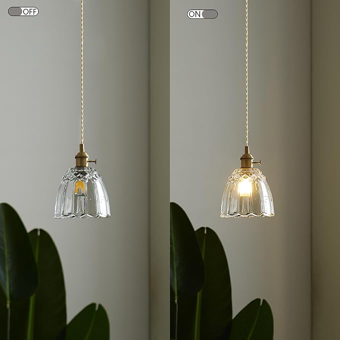 Sedelan Vintage Pendant Light, Antique Pendant Lights Kitchen Island, Glass Pendant Light, Indoor Pendant Lighting for Kitchen Bedroom Hallway Hotel, E26 Copper Switch Knob - Image 8