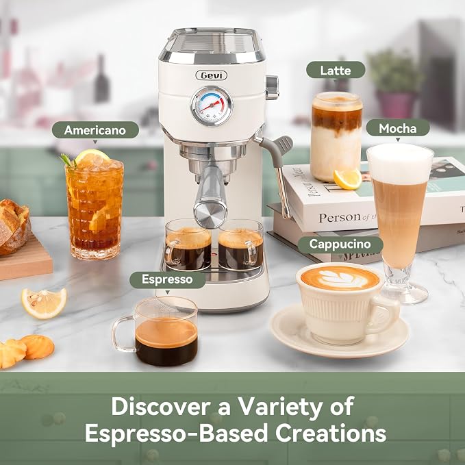 Gevi 20 Bar Espresso Machine with Conical Burr Anti-Static Coffee Grinder | 35 Precise Grind Settings;Removable Water Tank;Include Necessary Accessories;Easy to Clean and Maintain;with Milk Frother; - Image 8