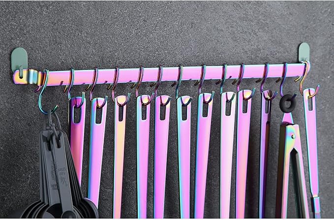 Rainbow Cooking Utensils Set, Kyraton Stainless Steel 37 Pieces Kitchen Utensils Set with Titanium Colorful Plating, Kitchen Tool Gadgets Set with Utensil Rack Heat Resistant Dishwasher Safe - Image 4