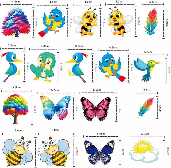 Edible Feather Butterfly Bird Bee Tree Sun Cloud Cupcake Toppers 62pcs Colorful Wafer Paper Cake Decorations for Kids Birthday, Baby Shower, Spring Party Celebration (Feather Butterfly Set) - Image 2