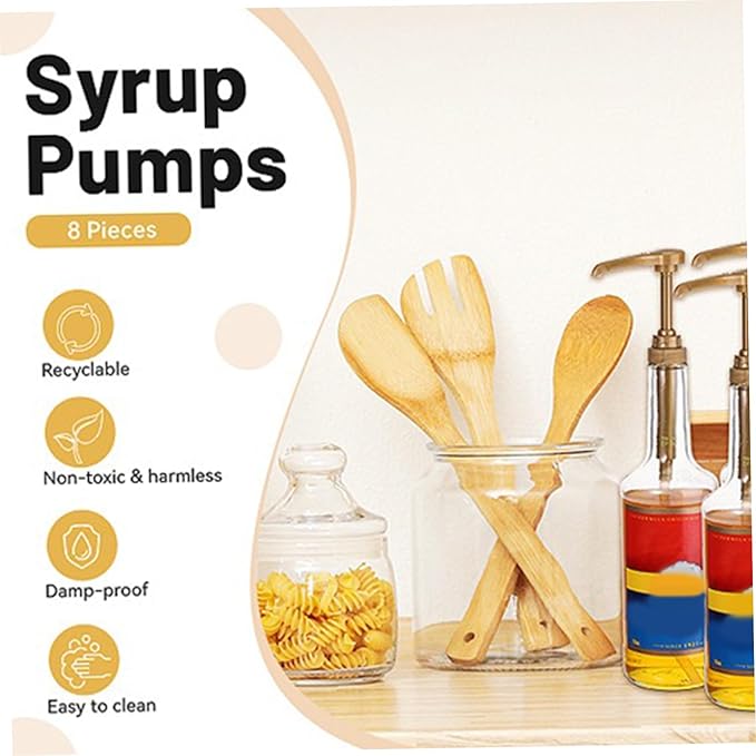 Syrup Pumps Coffee Syrup Pump Dispenser Fits 750ml Bottles Rotating Design Reusable Leakproof Pumps 10 Pcs