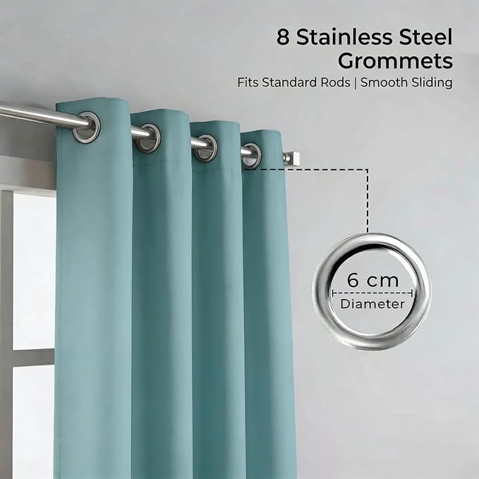 Urban Villa Cotton Grommet Curtains 52x96 (2 Panels) Aqua - Image 4
