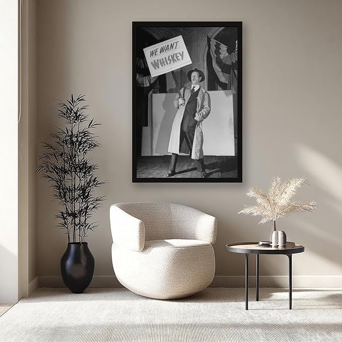 We Want Whiskey, Vintage Prohibition, Black And White , Alcohol Speakeasy Poster Canvas Poster Wall Art Decor Print Picture Paintings for Living Room Bedroom Decoration Black Frame 16x24in(40x60cm) - Image 8