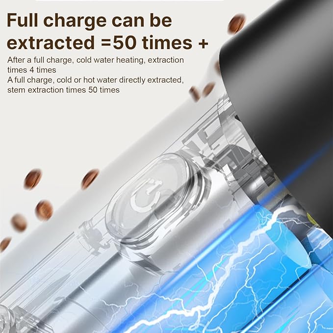 Portable Coffee Maker 3 in 1 Cordless Electric Coffee Machine Compatible with Capsule and Ground Coffee, Cold Brew and Heating, Mini Travel Coffee Maker with 120ml Cup, USB (Silver) - Image 5