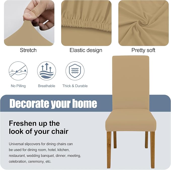 Dining Chair Covers, Stretch Seat Covers, Washable Furniture Protector | Washable, Stretch Fit, Soft, Non Slip, Dining Chair Covers, Seat Protector, Furniture Protector - Image 3