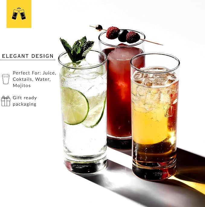 LEMONSODA Premium Highball 12oz/15oz Glass Sets - Elegant Tom Collins Glasses - Tall Water Drinking Glasses - Bar Glassware for Mojito, Whiskey, Cocktail (Bundle, Set of 12) - Image 7
