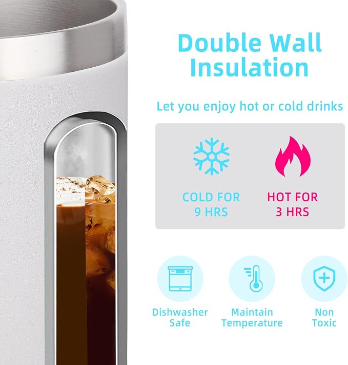Volhoply 14oz Insulated Stainless Steel Coffee Mug with Lid Bulk 4 Pack,Double Wall Vacuum Travel Coffee Cup with Handle,Reusable Cups Tumbler,Camping Mugs Keep Hot,Ideal Gifts(Assorted,4) - Image 3