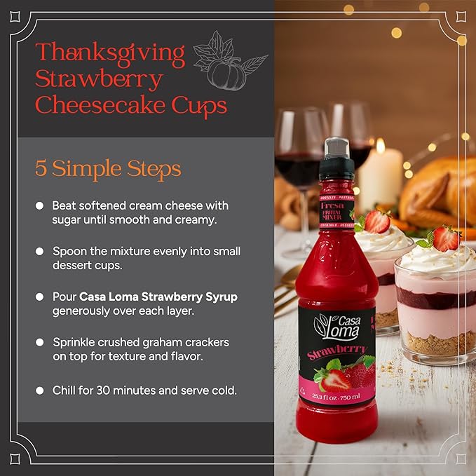 Casa Loma Premium Strawberry Syrup – 750 ml Authentic Colombian Gourmet Artisan Crafted Syrup Sauce for Beverages, Desserts, Cooking & Mixology, Made with Real Fruit, Vegan, Non-GMO, and Gluten-Free