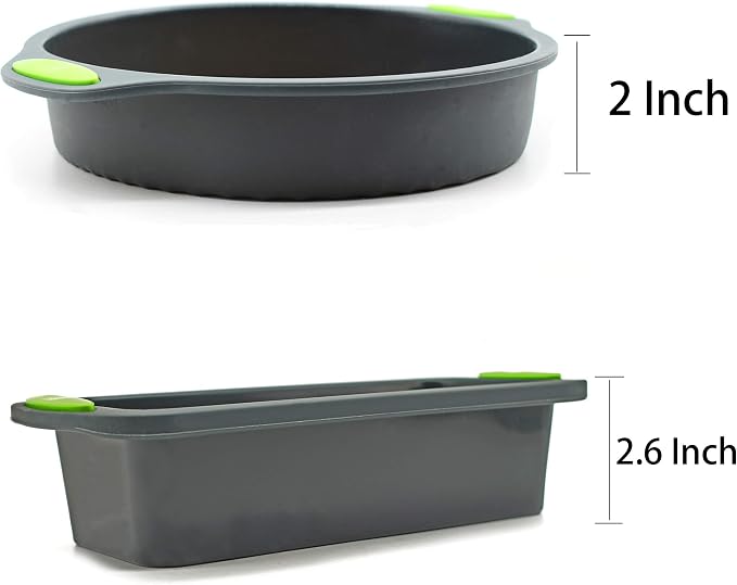 5 Pieces Silicone Bakeware Set | Food Grade Premium Silicone Molds | Round Cake Pan, Loaf Toast Bread Pan, 12 Cup Mini Muffin Pan, 7-Cavity Donut Pan, 11x7.5-Inch Cake Tray - Baking Pans Nonstick Set - Image 3