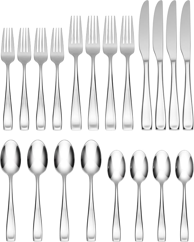 Oneida Moda 20-Piece 18/10 Silverware Set for 4, Flatware | silver, dishwasher safe | includes knives, forks, and spoons | heavy duty, cutlery set for kitchen and dining, utensil set - Image 2