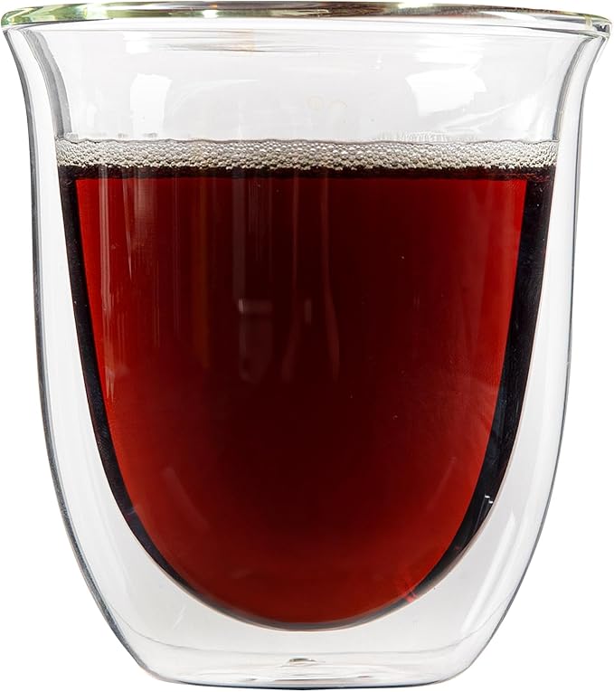 Restaurantware-Forma Professional 6.8 Ounce Double Wall Coffee Cups, 2 Insulated Latte Glasses - Dishwashable, Reusable, Clear Glass Beverage Cups, Freezable, For Hot Or Cold Beverages