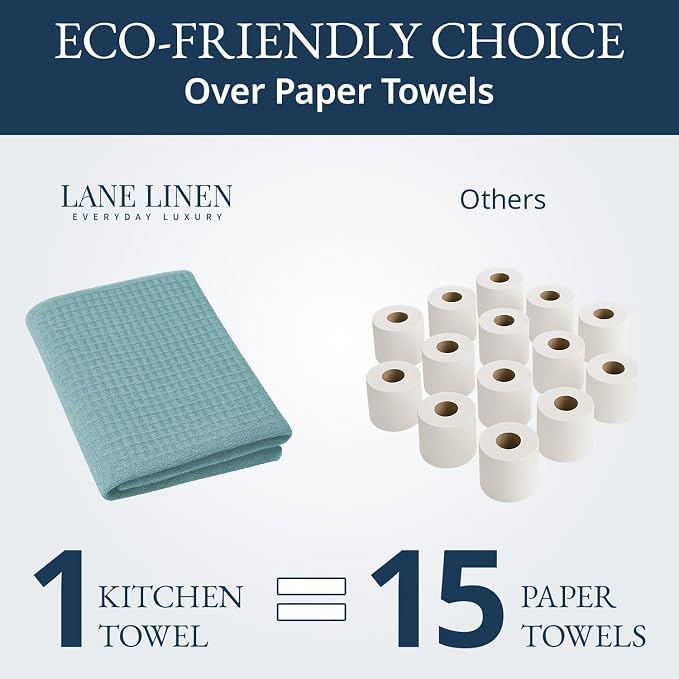 LANE LINEN Kitchen Towels & Dishcloths Set of 12-100% Cotton, Quick-Drying 18” x 28” Absorbent Dish & Tea Towels, Soft Hand Towels for Kitchen - Aqua - Image 7