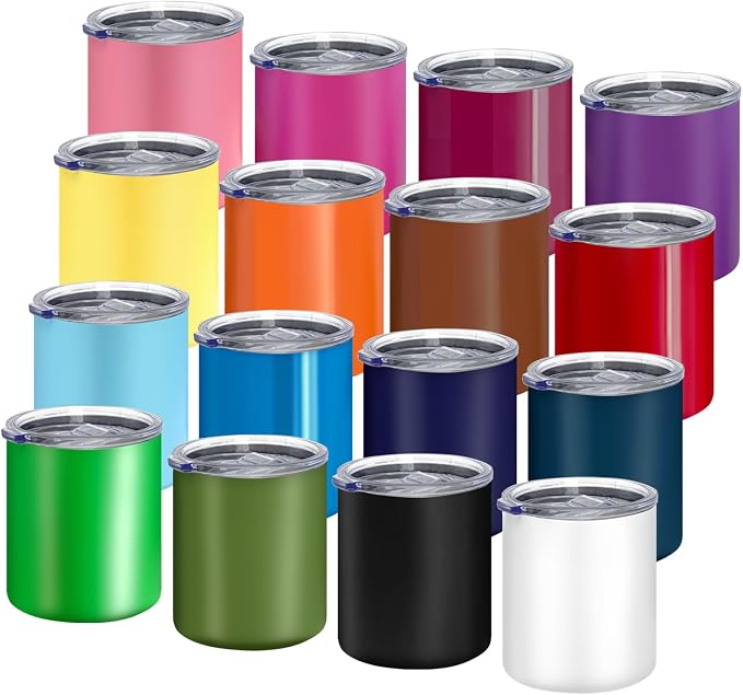 YOUKE OLA 16 Pack Stainless Steel Insulated Coffee Mug Bulk with Lids, 12oz Vacuum Insulated Double Wall Travel Mug for Hot and Cold Drinks Home Office Car, 16 Colors by YOUKEOLA