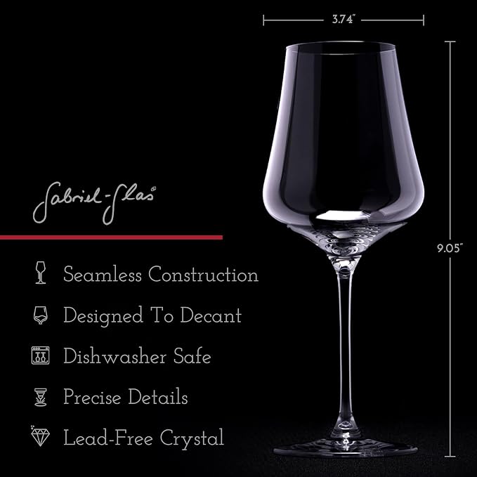 Gabriel-Glas StandArt Crystal Wine Glasses, Set of 2 with Gift Box - Premium, Universal Wine Glass for Red and White Wine - Dishwasher Safe, Lead-Free, 16 oz. - Image 2