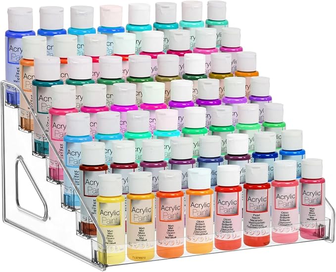 7 Layer Acrylic Paint Organizer Clear Craft Organizer Rack Model Display Shelf Compatible with Citadel Paints, Others