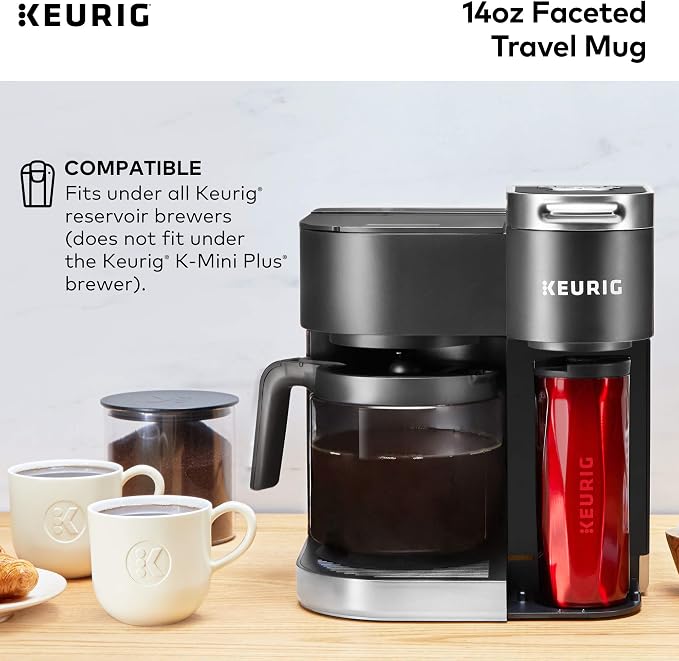 Keurig Coffee Travel Mug, Fits Under Any Keurig K-Cup Pod Coffee Maker, 14 oz, Red - Image 5