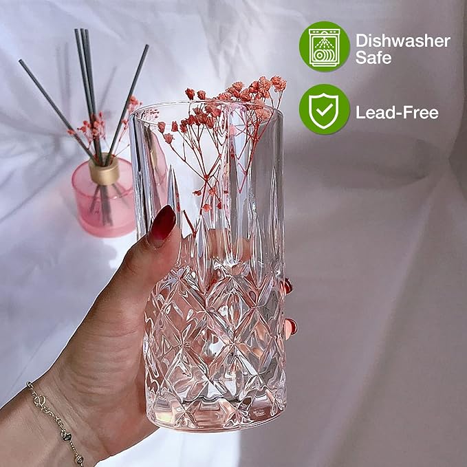 Qipecedm Drinking Glasses, 8 Piece Crystal Glass Cups, Mixed Glassware Set, 4 pcs Crystal Old Fashioned 11oz Highballs and 4 pcs 11oz Whiskey Glasses, Great for Cocktail, Whisky and other Beverages - Image 3