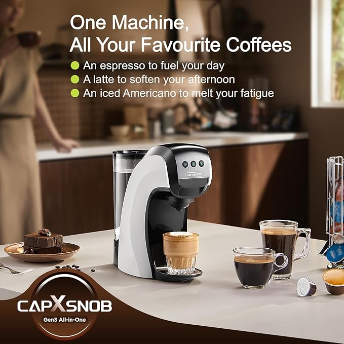 Warriors1 4-in-1 Coffee Maker & Espresso Machine for Pods & Grounds, 20 Bar | Fits K Cup/Nespresso/Dolce Gusto Pods/Ground, 3 Cup Sizes & Custom Vol/Temp, 5.3" W for Kitchen/Office/Dorm - Image 5