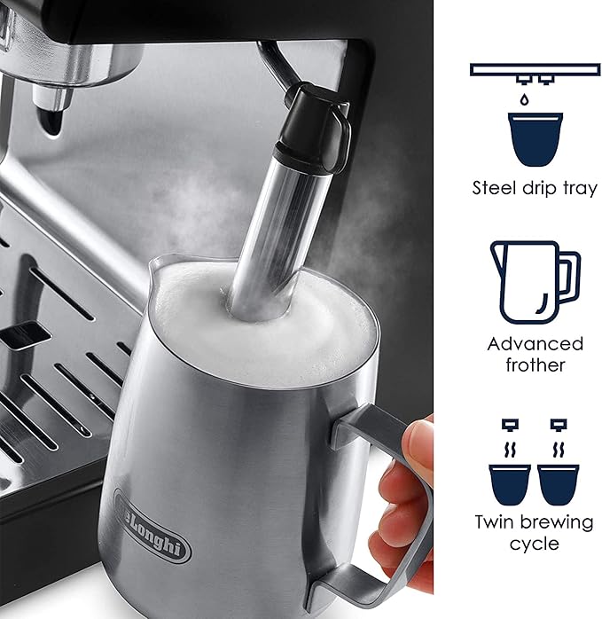 De'Longhi 15-Bar Pump Espresso Machine with Milk Frother & Temperature Control - Compact Home Barista Coffee Maker for Espresso, Latte, Cappuccino & Iced Coffee, Easy to Clean Design - Image 4