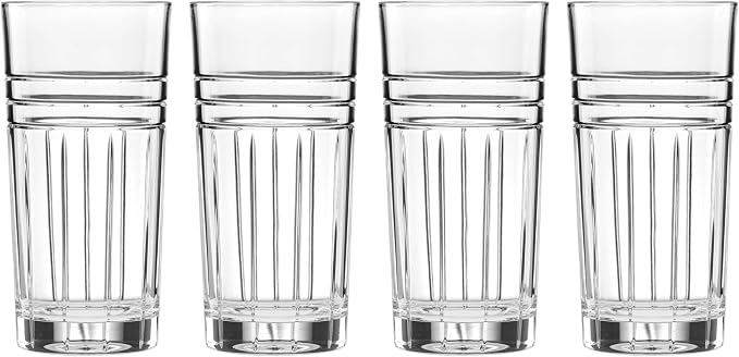 Reed & Barton Tempo Glassware Collection, Hiball Glasses, 14 Oz, Set of 4 by ReedBarton