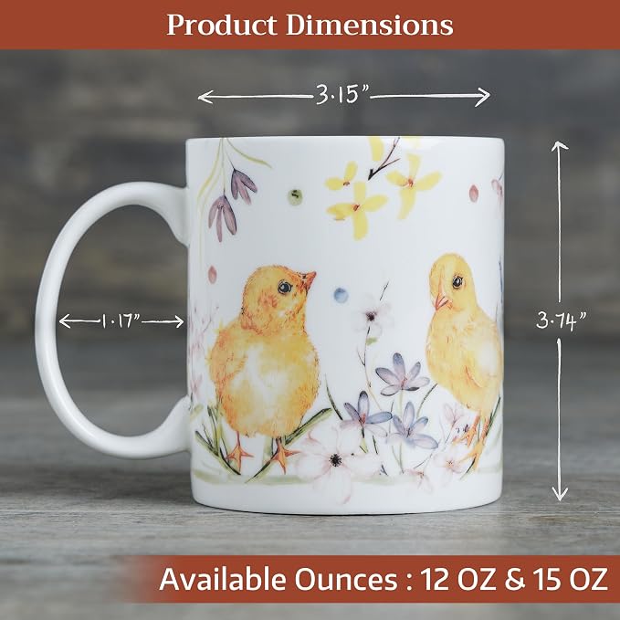 Maison d' Hermine Coffee Mug with Handles Tea Cups (12 Ounce, Pack of 2) | Fine Bone China Coffee Mugs for Hot Beverages Cappuccino Latte Home Restaurant Hotel Spring Summer -Easter Zest - Image 4