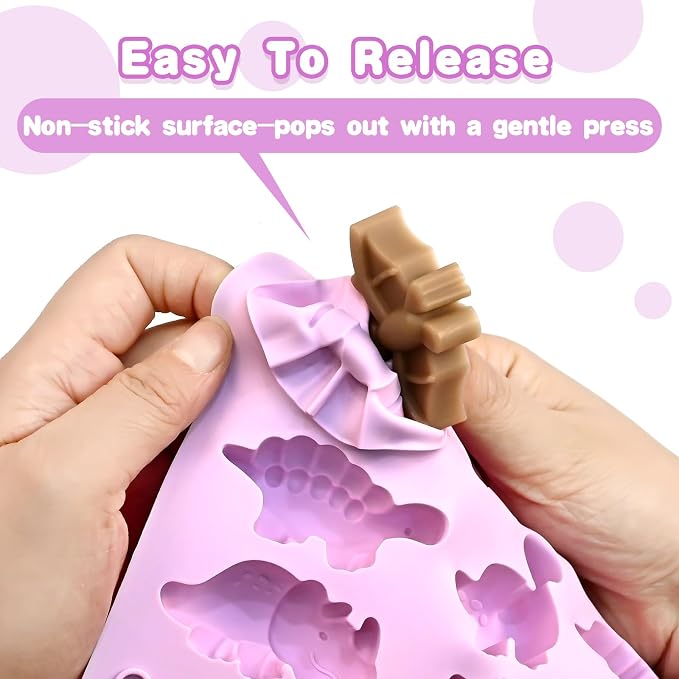 Dinosaur Silicone Mold, 2 Pack Dinosaur Chocolate Molds 24 Cavity | Dinosaurs Molds Silicone for Chocolate, Candy, Ice Cubes, Jelly, Jello, Pudding, Cake Decorations, Cookies, Soaps - Image 5