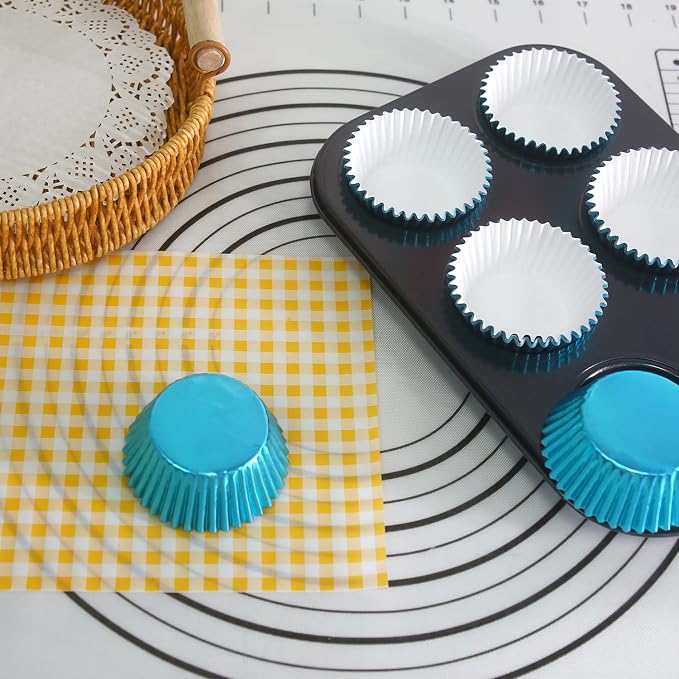 Standard Aqua Blue Foil Cupcake Liners Muffin Baking Cups for Party and More, 100-Count - Image 6