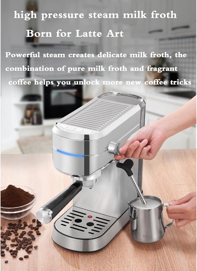 Espresso Machine Fully Semi-Automatic Italian Milk Froth Coffee Machine, 15Bar Pressure, 92° Constant Temperature Extraction - Image 2