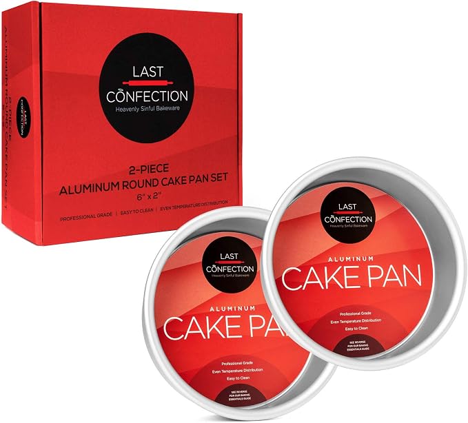 6 x 2 Inch Round Cake Pans, Set of 2 Anodized Aluminum Cake Pans Baking Tins - Image 3