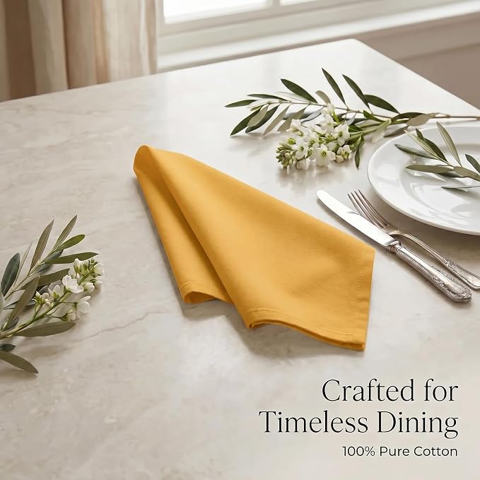 Urban Villa Cloth Napkins Cotton 20x20 (Set of 12) Mustard - Image 8