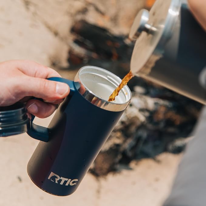RTIC 16oz Road Trip Travel Mug with Lid and Handle, Ceramic Lined, Insulated, Stainless Steel, Metal, Double Wall Vacuum-Insulation, Portable Coffee, Tea Cup for Hot and Cold Drink, Marine - Image 6