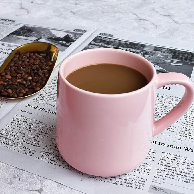 Bosmarlin Glossy Ceramic Coffee Mugs Set of 2, Tea Cup for Office and Home, 18 oz, Suitable for Dishwasher and Microwave(Pink, 2) - Image 4