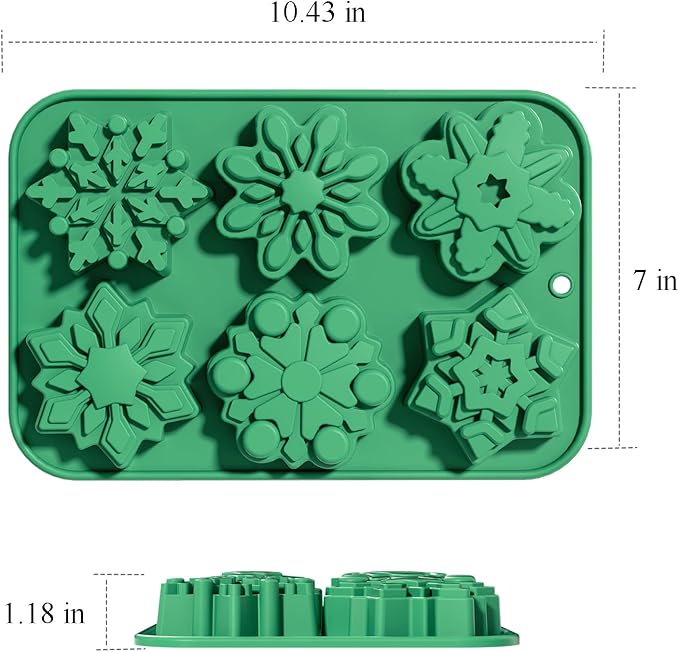 2 Pack Snowflake Silicone Molds Christmas Silicone Molds for Making Soap Resin Bath Bomb Ice Cube Chocolate Candy Snowflake Design for Christmas DIY - Image 2