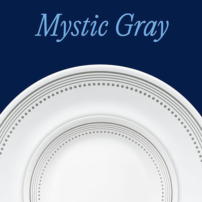 Corelle Vitrelle 18-Piece Service for 6 Dinnerware Set Triple Layer Glass and Chip Resistant, Lightweight Round Plates and Bowls Set, Mystic Gray - Image 2